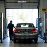 Vehicle undergoing smog inspection